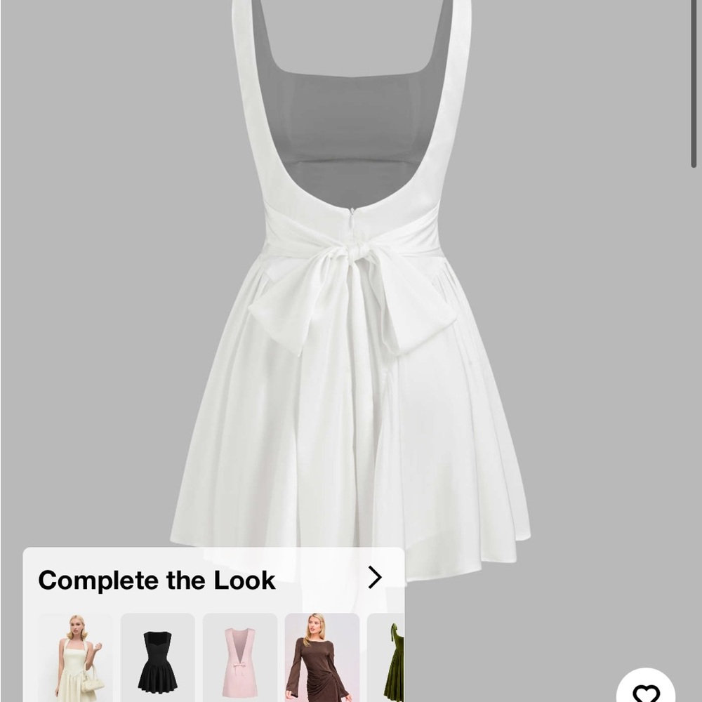 Cider Satin Square Neck Solid Ruffle Knotted Mini… - image 2